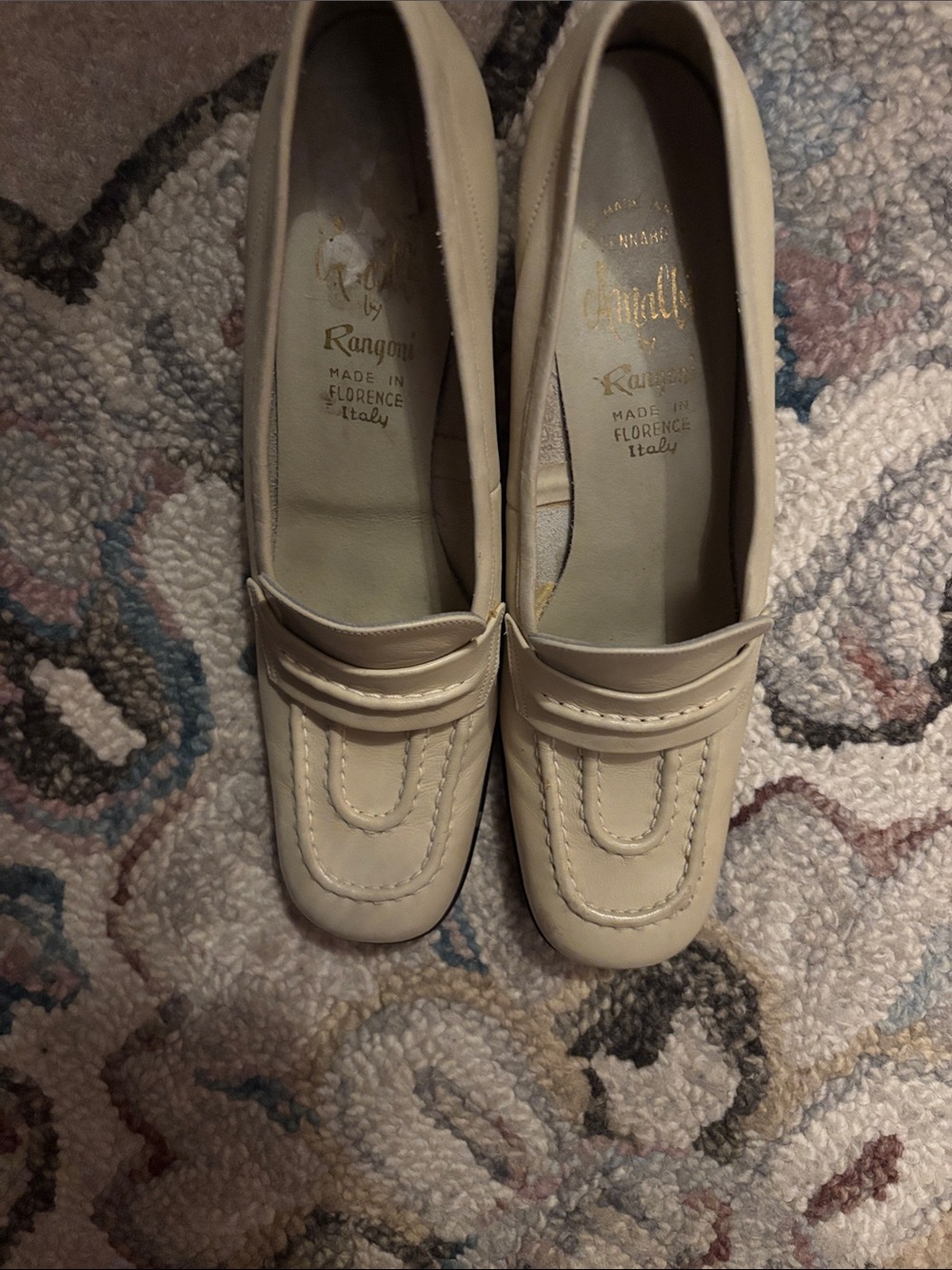 Rangoni Cream Leather Penny Loafers